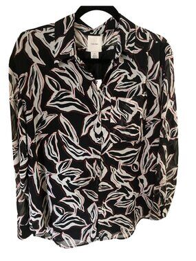 Calvin Klein Womens Printed Long Sleeve Blouse Printed Blouse  NWT